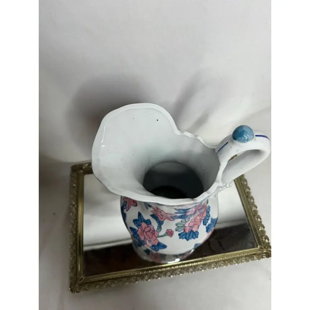 Chinese Export Extra Large Floral Wash Water Pitcher, Vintage Chinoiserie Chic - Picture 6 of 9